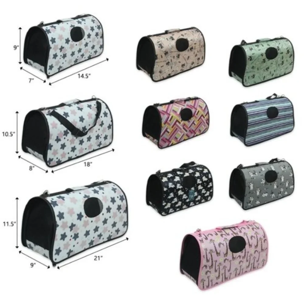 Pet Carrier for Cat, Dog or Other Pets, Wicker Pattern Print